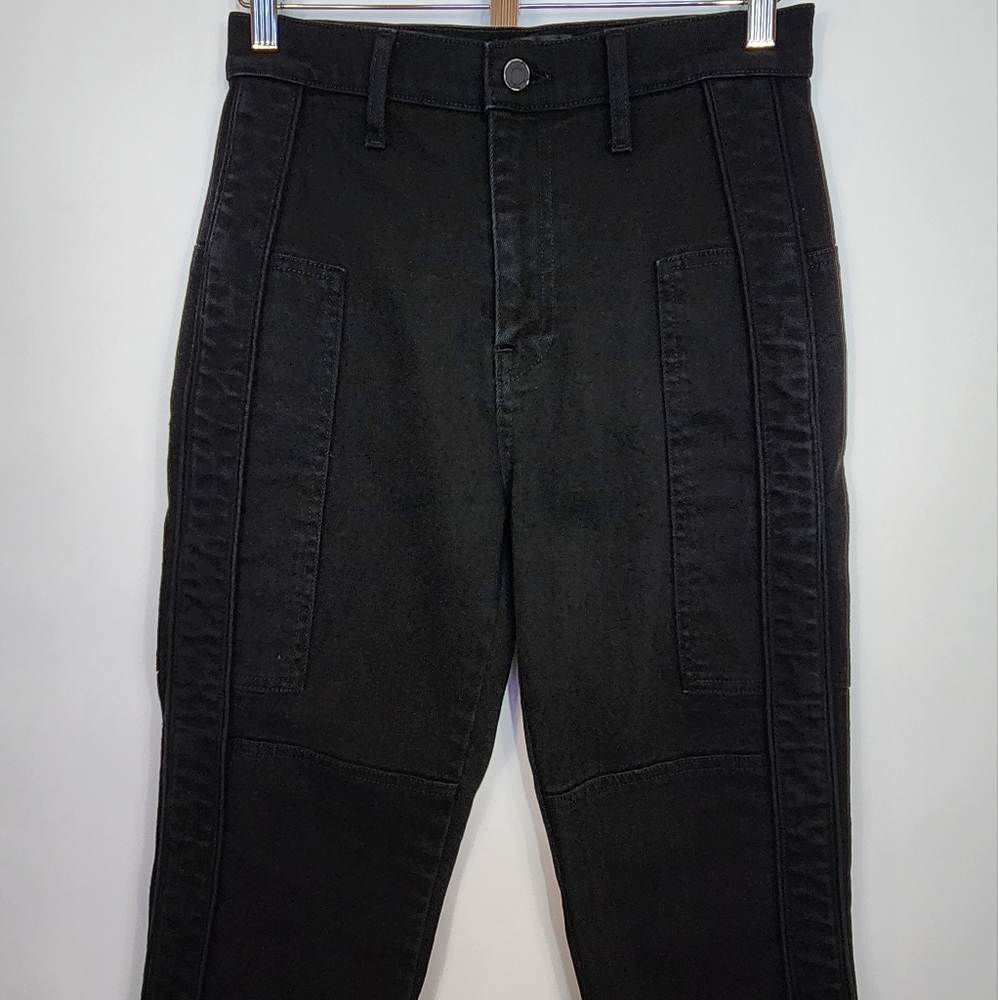 RtA Malka High Rise Straight Leg Jean Utility Details Aged Black 26 - Picture 3 of 16